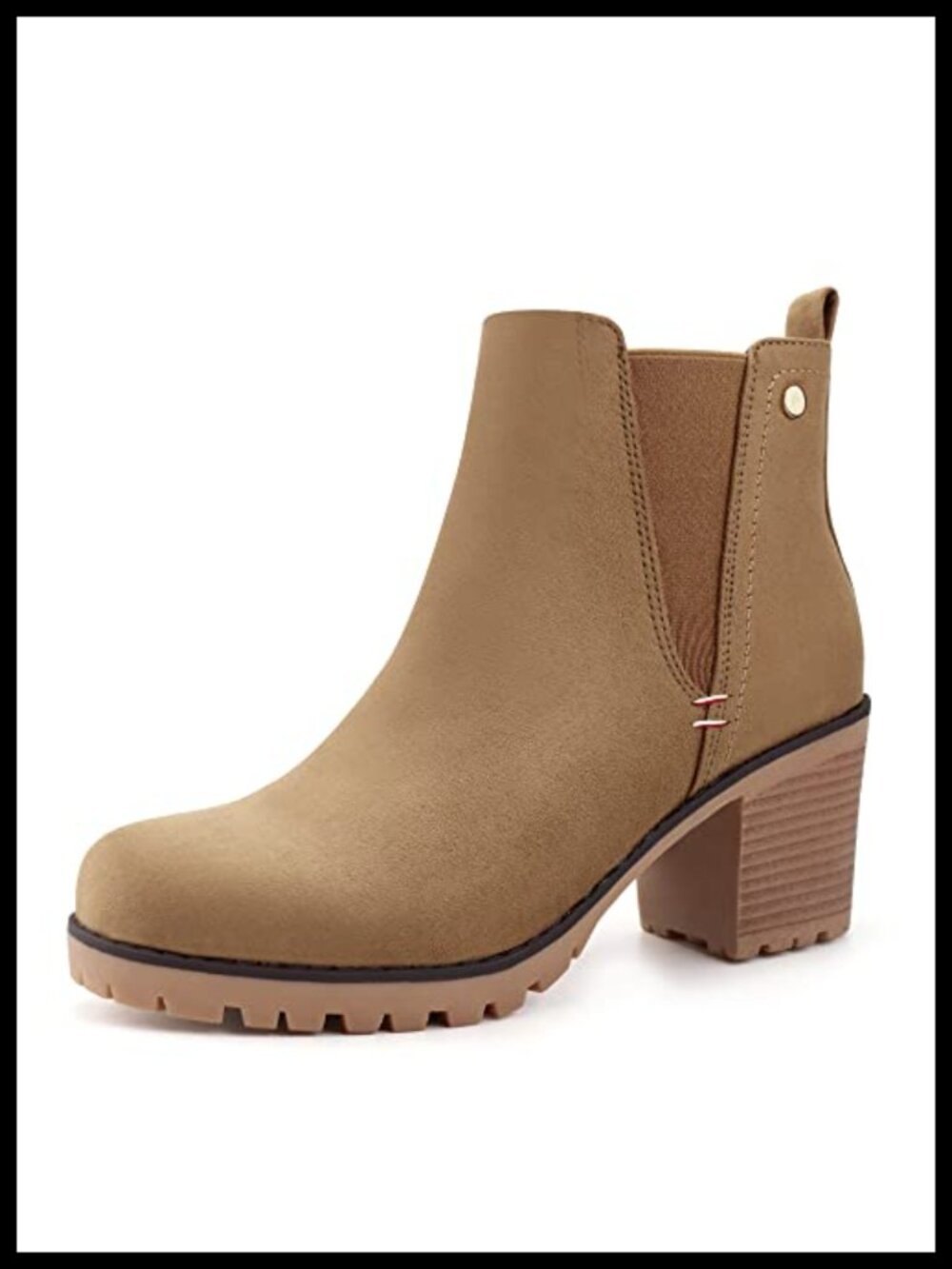 Women's Suede Chelsea Ankle Booties Slip On Block Heel Boots